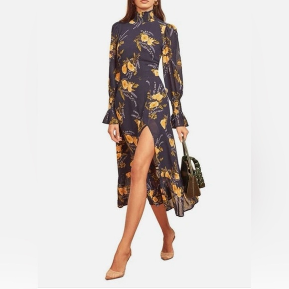 NWT REFORMATION Galena Long Sleeve Midi Dress in Petite Jardin Size 12‎ - Picture 1 of 16